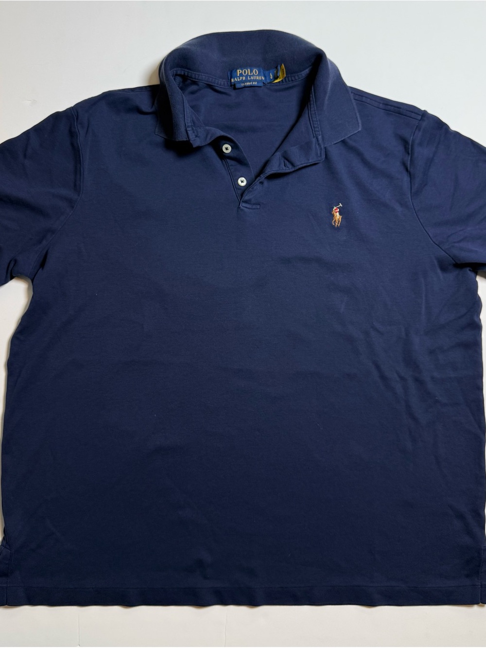 Polo Ralph Lauren Classic Men's L Navy Cotton Polo Colored Pony Preppy Casual